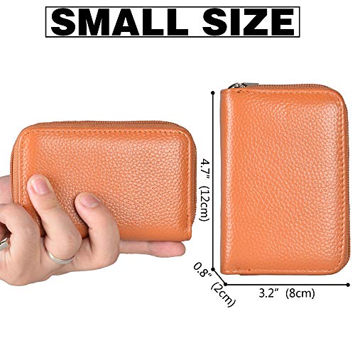 Image of Easyoulife Genuine Leather Credit Card Holder Zipper Wallet with 26 Card Slots (Brown)