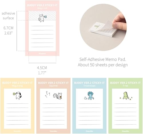 Miniatura 2 de Monolike Buddy Ver.2 Sticky-it - Juego de bloc de notas autoadhesivo, 50 hojas