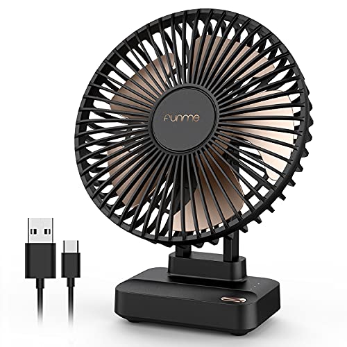 Funme USB Tischventilator, klein Tischventilator Leise Starker Exquisit mit 5 Jahre Garantie +3 Stufen Ausschalten in 2 Sekunden + 90 ° Einstellbarkeit für Schreibtisch Zuhause Büro (Keine Batterie) Cover