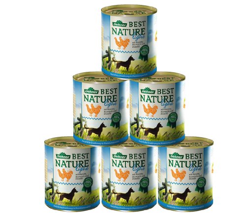 Dehner Best Nature Light - Alimento para Perros, Pollo y Zanahoria con Aceite de Cardo, 6 x 800 g (4,8 kg) Cover