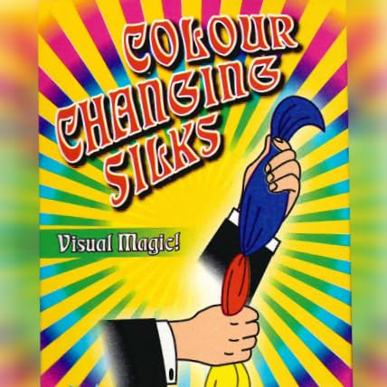 ProTriXX Color Changing Silks - Magie Zaubertücher, Taschentuch Farbwechsel, 2-fache Seidentuch Verwandlung, Requisiten für Magier und Anfänger, Street Magic Party Gag, Grün Gelb Rot Blau