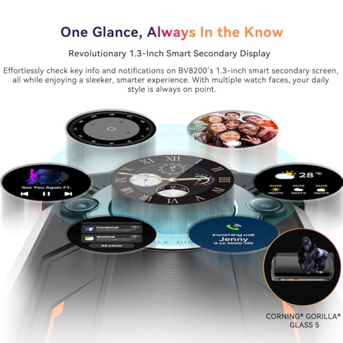 Blackview BV8200 Telephone Portable Incassable 2025 36Go+2TB MTK G100 Double Écran 6.5" FDH+ Android 14 Téléphone Débloqué 4G 8800mAh Smartphone Incassable Etanche IP68 NFC OTG GPS - vue 4