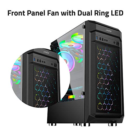 Image of Artis G8301 Computer Gaming Cabinet Support ATX, Micro ATX Motherboard, 2 x 120mm RGB Fan with Sturdy Built Quality