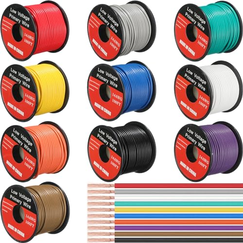 Gisafai 10 Pcs 14 Gauge Automotive Wire 100 Ft, CCA for 12V Car Audio