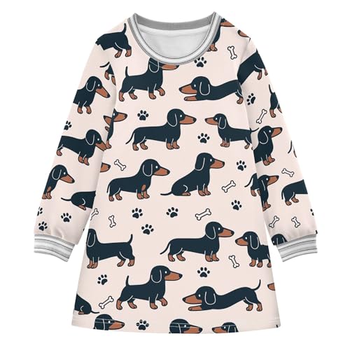 JUNZAN Dachshund Paws Pink Girl Princess Dresses Soft Toddler Baby Party Clothes Outfit 2T