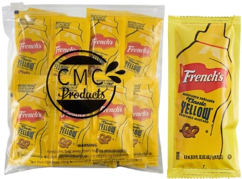 Gift Set: Mustard Packets (5.5g) – 25 Count with Spreader in Food-Safe Resealable Bag by CMC Products (approximately 25 packets)