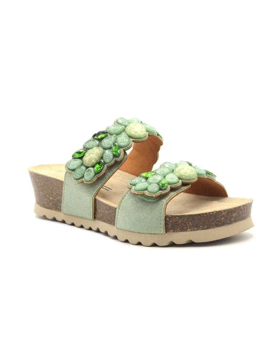 Melluso Walk 018181, Ciabatte Moda da Donna con Doppia Fascia Regolabile a Strappo ed Applicazioni di Pietre Gioiello