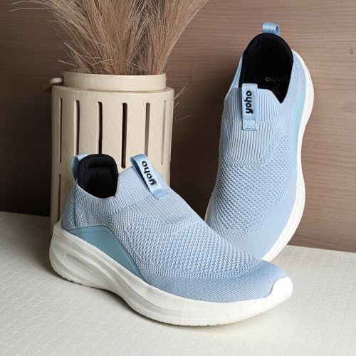 Image of YOHO Knitted Slip-Ons for Women |Lightweight, Stylish, Breathable Casual Loafer Shoes |Extra Soft Insole & Shock Absorbing for Walking Without Lace Ladies SOS-112