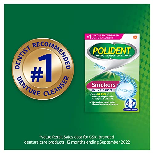 Polident Smokers Antibacterial Denture Cleanser Effervescent Tablets - 120Ct #TOP7