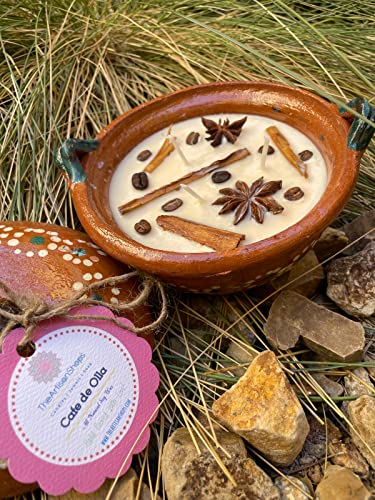 Cafe de Olla Cazuelita Candle Up Cycle Mexican Pottery Candle Bowl with Lid