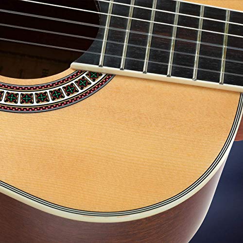 Classical Guitar with Soft Nylon Strings by Hola! Music, Junior 3/4 Size 36 Inch Model HG-36GLS, Natural Gloss Finish - FREE Padded Gig Bag Included