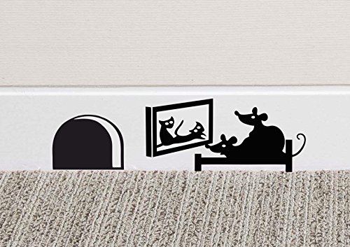 212B Mice, Mouse hole 'Sexy mice' Wall Sticker gifts for her, him Skirting board, by Black Country Vinyls