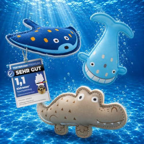 KIDVERSE Tauchtiere für Kinder - Geprüftes Wasserspielzeug - Neopren Tauchspielzeug für Kinder - Buntes Schwimmbad Spielzeug zum Tauchen Lernen - Pool Spielzeug (Meerestiere)