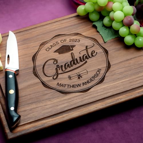 Straga Personalized Cutting Boards | Handmade Wood Engraved Charcuterie | Custom Graduation Gift for Graduates, Students (School Design No.970)