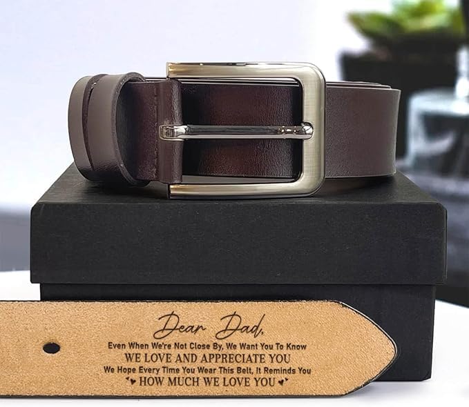 Personalized Belt For Dad, Belt Reminder We Love You For Dad, Custom Engraved Leather For Father, Gift For Dad3