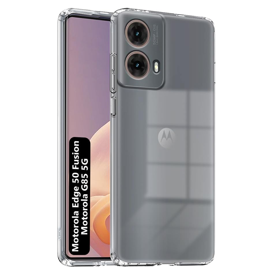 Fashionury Back Cover for Motorola G85 5G / Motorola Edge 50 Fusion | Transparent Back Cover | Raised Bumps for Camera & Screen Protection for Motorola G85 5G / Moto Edge 50 Fusion