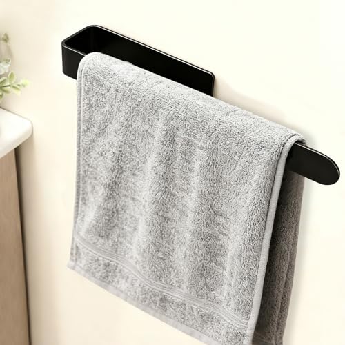 Toalleros de Baño Sin Taladro Autoadhesivo, Toallero Adhesivo Baño de Acero Inoxidable 304 Estable para Cocina, Toallero sin Taladro Negro Mate de 37 cm, Impermeable y Resistente al óxido