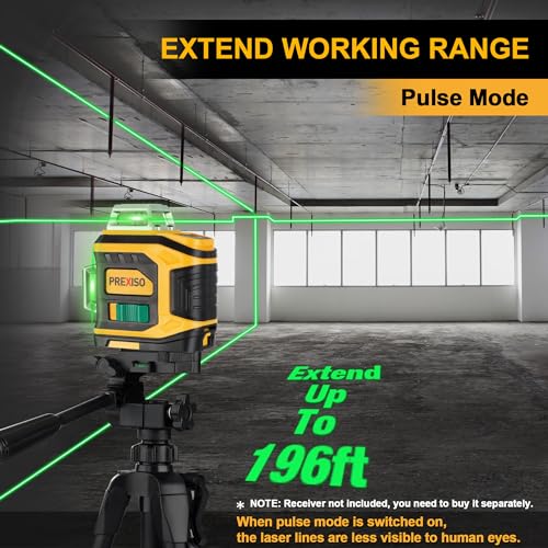 PREXISO Rechargeable 360° Self Leveling Green Laser Level with Tripod, Magnetic Base, Glasses - For Construction, Tile, Home Renovation