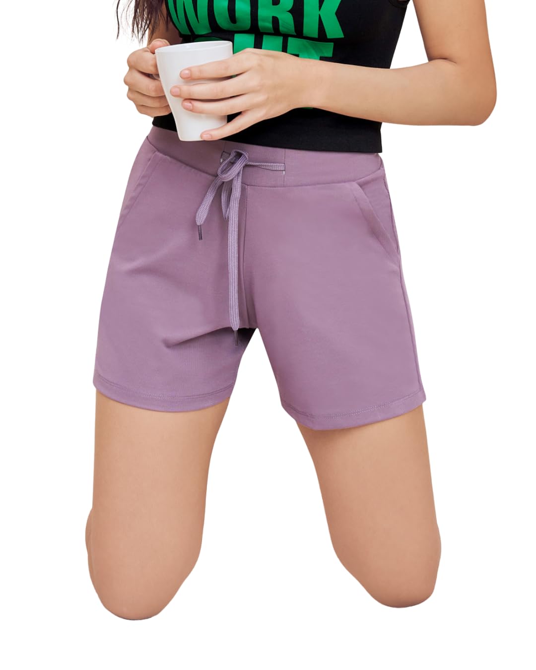 lango Women Cotton Lounge Shorts with Pockets | Night Shorts for Woman | Soft Women Shorts for Sleep Womens Shorts with Drawstring Waist-picture-55