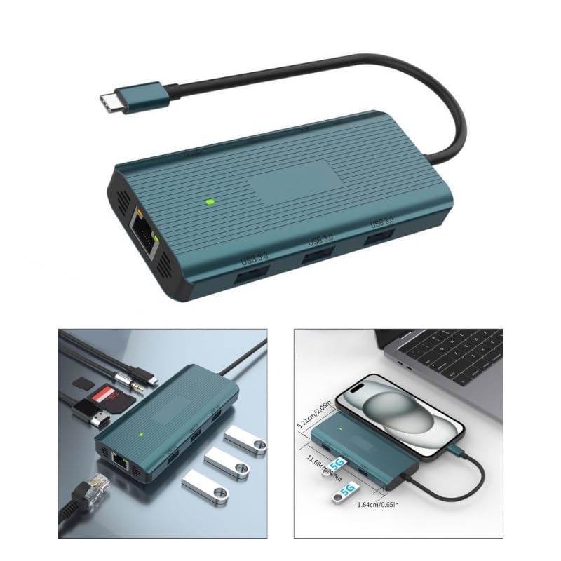 UC961 - Adaptador USB C 9 en 1 USB 3.0 HDTV para computadora portátil de escritorio