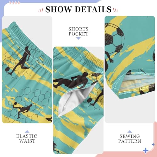 Boys' Pants Soccer Men Silhouette Blue Yellow Long Bottoms Jogger Pants Elastic Waist Trousers with Pockets S-XL4