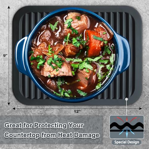 Image of Walfos XXL Silicone Trivet 16 Inch and Trivets Mats 12 Inch, Trivets for Hot Pots and Pans, Heat Resistant Pot Holders Hot Pads for Kitchen Quartz Countertops, Hot Dishes, 6 Pack