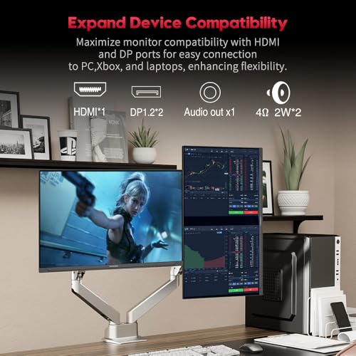 Image of Viewedge 27 inch Gaming Monitor QHD (2560x1440p) 240Hz Computer Monitor, 1ms HDR10 IPS DisplayPort HDMI 2K Vertical Monitor, Wall Mountable Built-in Speakers