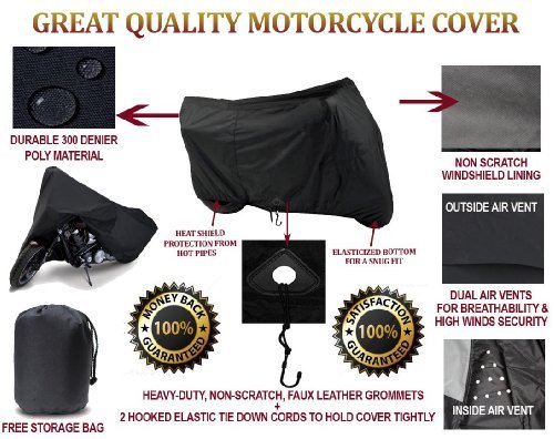 SBU Bike Motorcycle Cover Compatible for Honda VTX (1800), TOURING STYLE. Strong UV Protectivve Chopper Bike Tarp. Breathable and Portable Vehicle Protection
