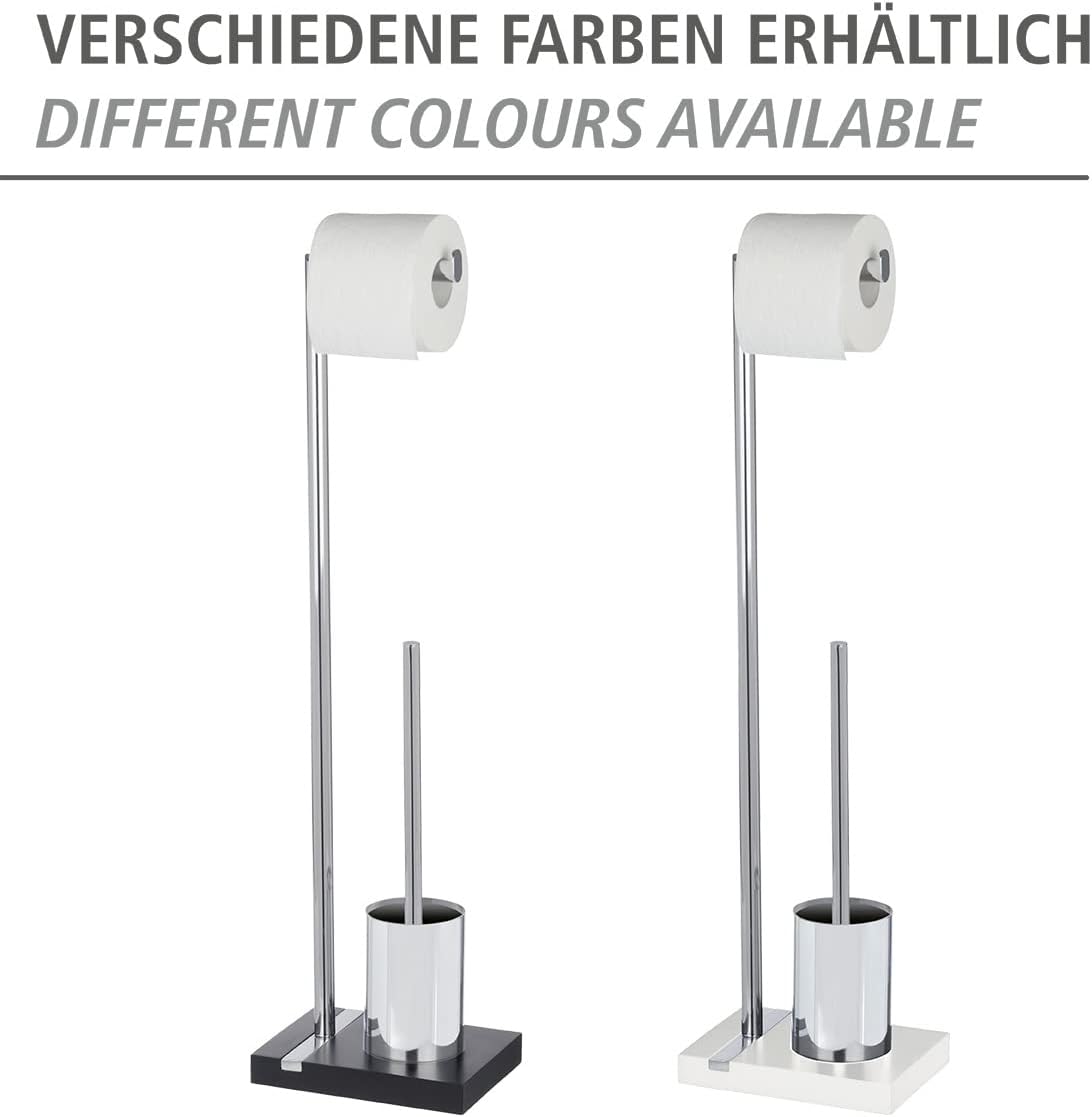 Wenko 204601000 Toilet Brush/Toilet Roll Stand 20 x 74 x 15 cm Polyresin/Chrome Noble Black