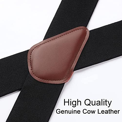 HISDERN Men's Braces with Very Strong 4 Clips 50 MM Wide Heavy Duty Suspenders X Style Adjustable Elastic Suspender