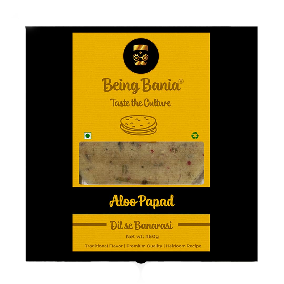 Being Bania No Flavour Aloo Papad - 100% Natural | Banarasi Aloo Papad | 450Gm | Aloo Flavour Fryums | Indian Snack Papad