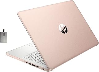 HP 2021 Stream 14" HD Laptop Computer, Intel Celeron N4020 Processor, 4GB RAM, 64GB eMMC, HD Audio, HD Webcam, Intel UHD Graphics 600, 1 Year Office, HDMI, Win 10S, Rose Gold, 32GB SnowBell USB Card