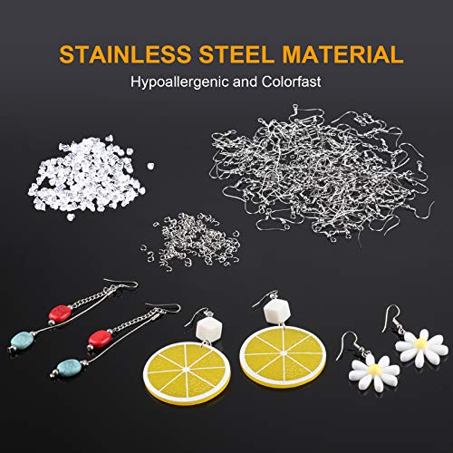 Stainless Steel Earring Hooks French Ear Wire, 600pcs Earring Making Findings Parts Jewels DIY Supplies Kits, with Silicone Earring Backs Stoppers & Open Jump Ring2