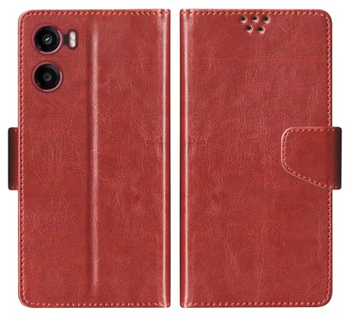 Image of SBMS Flip Cover for Motorola Moto G05 Back Cover Case with Magnatic Closure | Inbuilt Stand | Card & Money Pocket (Brown)