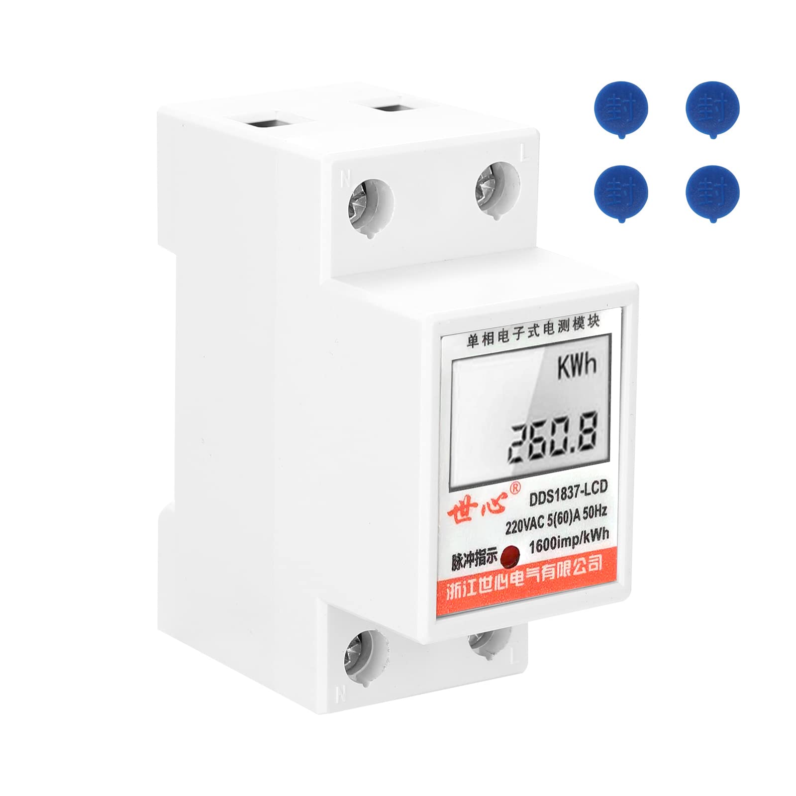 JIANGMEI DDS-LDG 220 V 50Hz Single-Phase Electric Enery Meter with LCD Display 35mm Din-rail Mount