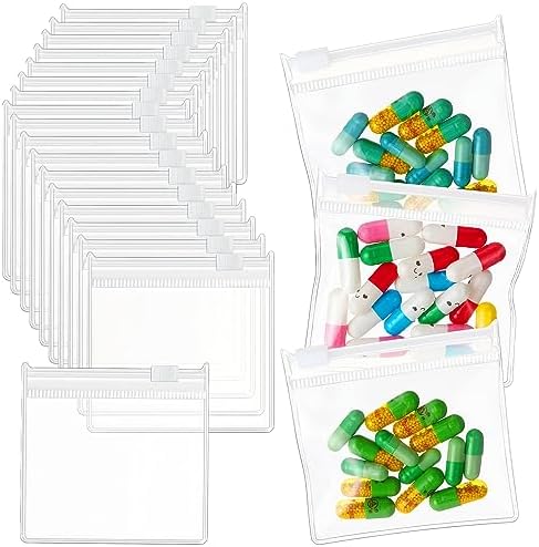 Yeaqee 500 Pcs Pill Pouch Bags Zippered Pill Pouch Set Reusable Pill Bags Plastic Clear Pill Travel Organizer Self Sealing Medicine Bag with Slide Lock for Pills and Small Items Storage
