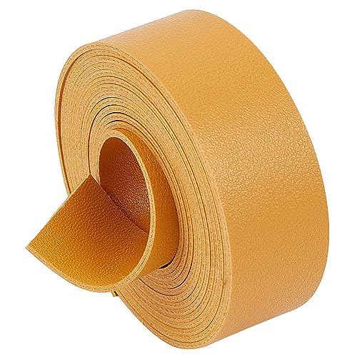GORGECRAFT 79" Long Flat Leather Belt Strips Bright Yellow Double Sided Leather Strap 1" Wide Soft Pu Leather Strap Roll for Crafts Pet Collar Shoulder Straps Hat Bands Wrapping Making