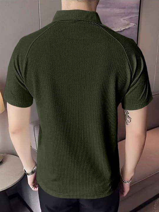Image of GRECIILOOKS Tshirt for Man | T Shirt for Mans | Mens Tshirts | Polo T- Shirt for Mens | Half Sleeve Polo Neck Tshirt for Men (Available in Plus Sizes)