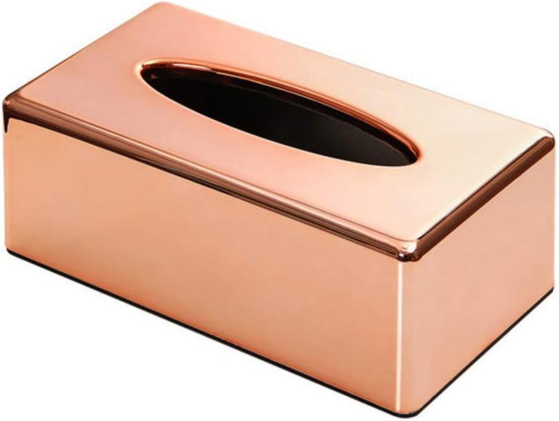Elegant Rectangle Tissue Box Holder - Table Box Cover - Napkin Paper Rack for Home Office Car - Rose Gold