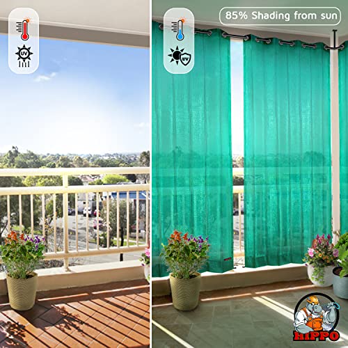 Image of HIPPO 150 GSM Outdoor Sun Blocking Balcony Eyelet /Grommet Curtains Sun & UV Protection, Light Filtering 4.5FTX7.5FT Door Curtain (Green)