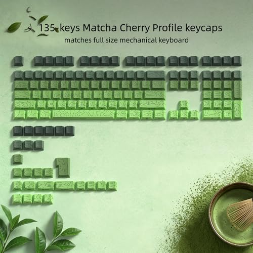 Image of dagaladoo Matcha /Green Keyboard keycaps,Double Shot PBT keycaps Topographic