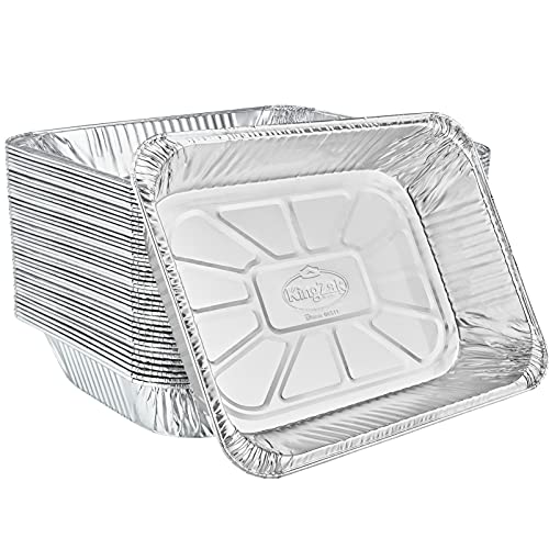Image of Aluminum Pans Half Size, 9X13, Extra Heavy Duty Disposable Foil Pans For Baking (100 Pack) Roasting & Chafing, Bulk Quantity for Caterers, Restaurants & Hotels For Buffets, Steam Table & Food Prepping
