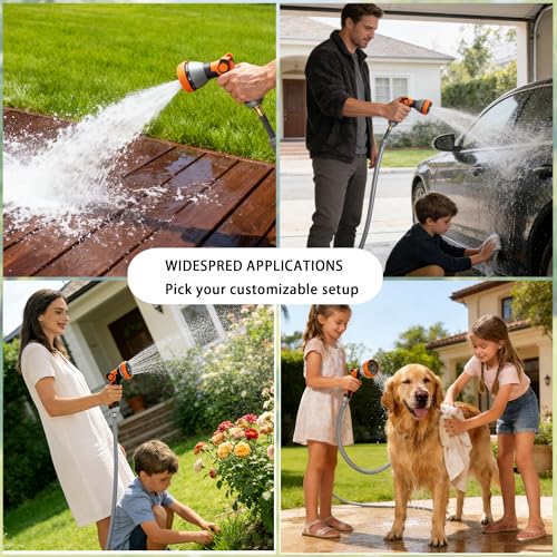 1/2 inch 100FT Retractable Garden Hose Reel, Handheld & Wall-mounted with Drainage Holes/10-Mode Spray Nozzle/Any Length Lock/180° Swivel Bracket for Watering Plants, Washing Car/Floor/Window (Orange) - Image 6