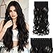 S-noilite Elegant 29"(73cm) Longest Curly Natural Black 3/4 Full Head One Piece 5 Clips Clip in Hair Extensions