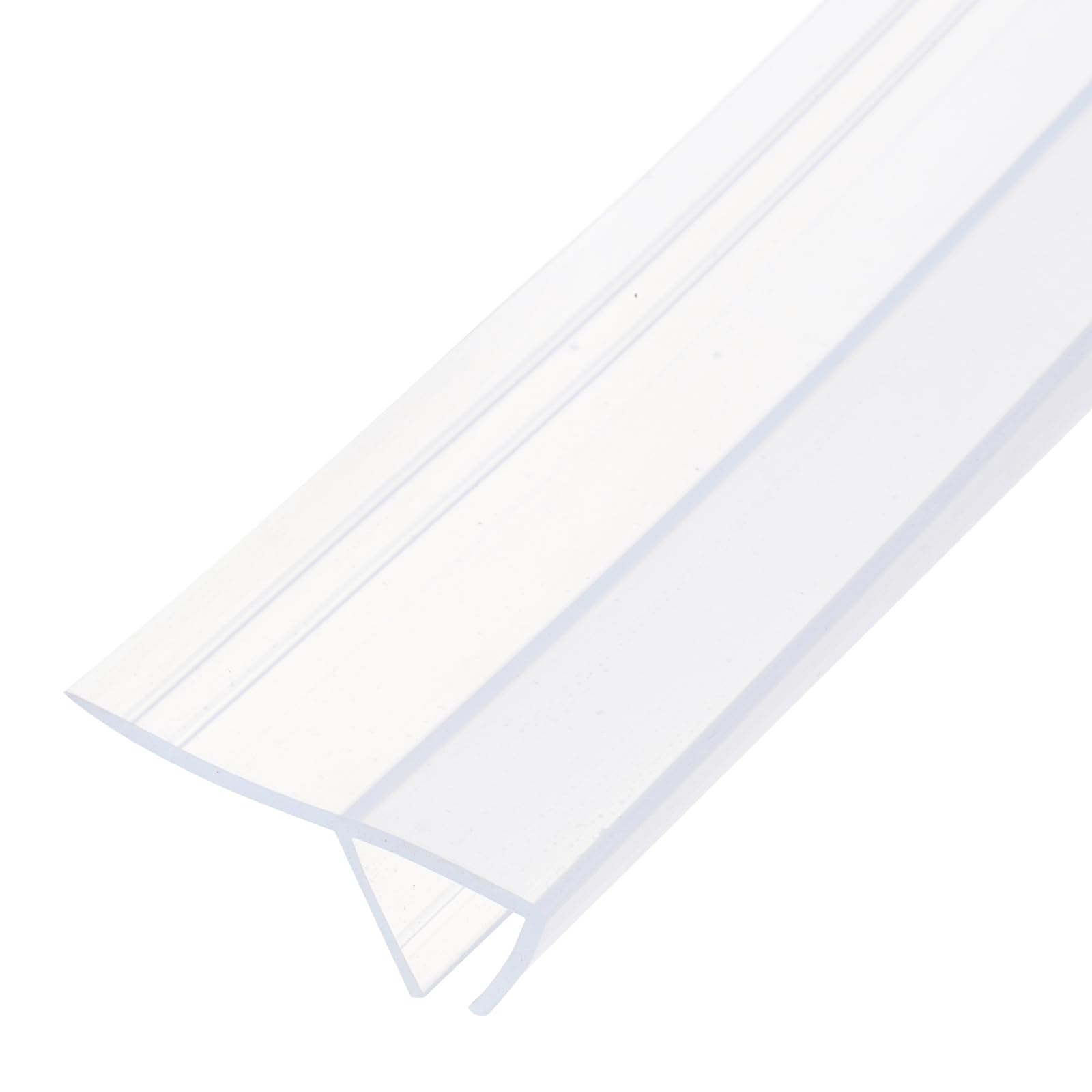 Sourcing Map Silicone Shower Door Seal Strip - F-Type Side Sweep for 1/2" Frameless Glass, 130" Long, Clear - Stop Leaks