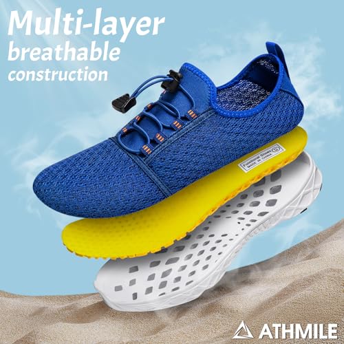 Image of ATHMILE Water Shoes for Men Women Barefoot Hiking Swim River Beach Knit | Adult Lake Pool Aqua Socks Quick Dry for Hiking Surfing Kayaking Sport Accessories Camping Must Haves