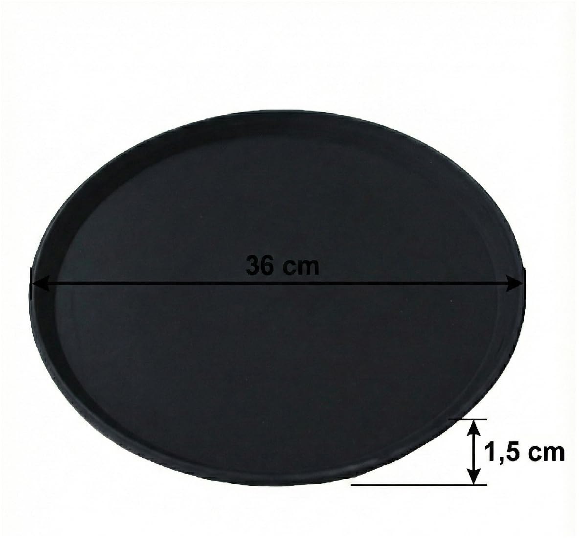 3 Vassoi Antiscivolo da Bar Rotondo 36 cm Superficie Gommata Professionale vassoio Nero per Servizio Tavoli in Polipropilene Alta Resistenza per Servire Bevande drink colazione in Sicurezza