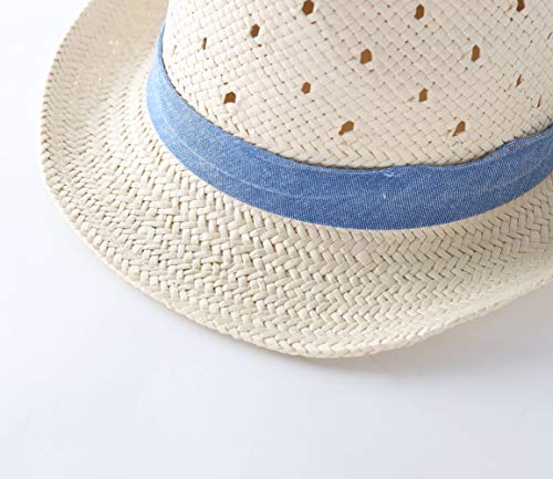 LLmoway Kids Summer Straw Hat for Baby Toddler Boys Fedora Beach Sun Hat Short Brim Breathable Cool Floppy Panama Hats3