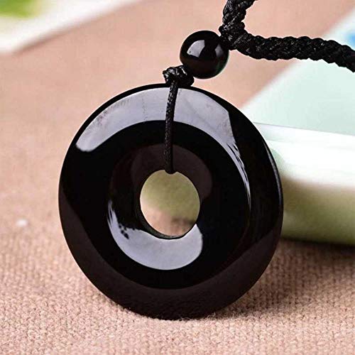 AOIWE Hebilla de Seguridad de obsidiana Natural Colgante Joyas Hombres y Mujeres...