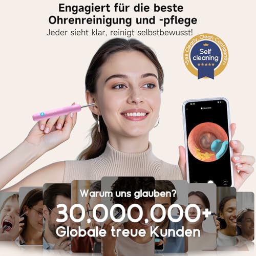 Image of BEBIRD R1 Ultra Ear Wax Removal, Ear Cleaner with Camera Ear Scope, Wax Remove Ear Pick with Ear Otoscope Tweezers, Visual Dropper Cleaning Kit, Ear /Nose /Throat Examination Tool for Family, Pink